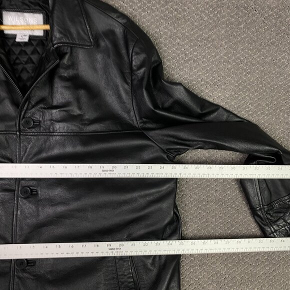 Wilsons Leather M. Julian Leather Jacket Men's Large Black Button Up Front - Picture 9 of 15